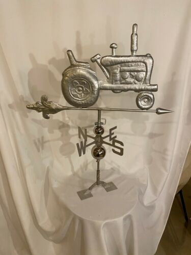 LARGE Handcrafted 3D 3Dimensional TRACTOR Weathervane Stainless Steel Finish 