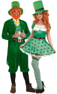 Couples Ladies AND Mens Leprechaun St Patricks Day Fancy Dress Costumes Outfits