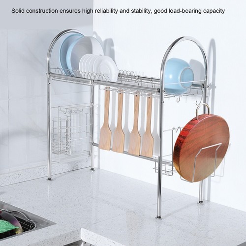 Stainless Steel Plates Bowls Storage Rack Dish Drainer Shelf Cooking Holder