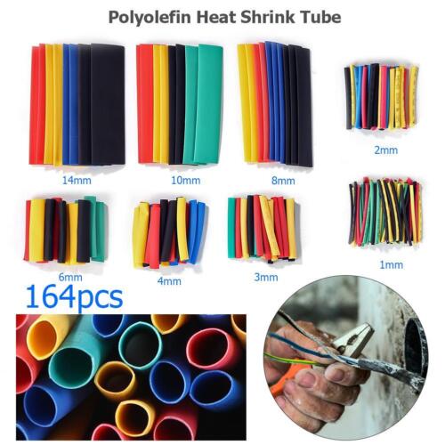 164 Pcs Heat Shrink Tubing Insulation Shrinkable Tube 2:1 Wire Cable Sleeve Kit