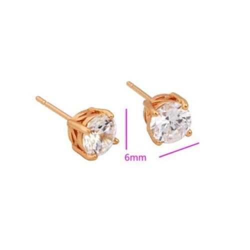 6 /& 8mm,706 9ct 9k Yellow /"GOLD FILLED/" Men Ladies White Stone Stud Earrings