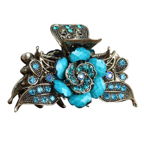 Crystal Turquoise Hair Jaw Claw Clip Large Metal Hair Grip Clamp Hairpin Blue
