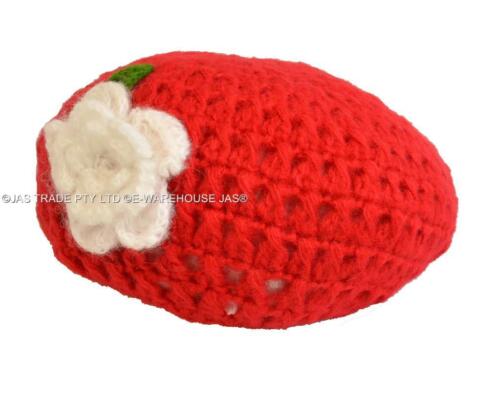 Kids Baby Girl Crochet Knit Knitted Lace Beanie Hat Flower Cute French BERET