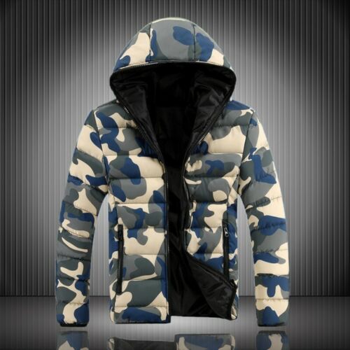 Winter Men Hooded Cotton Down Overcoat Thicken Camouflage Padded Outwear Jacket 