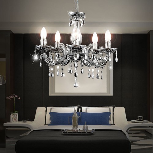 LED Kristall Kronleuchter Wohn Zimmer Hänge Luster Lampe Chrom Decken Leuchte