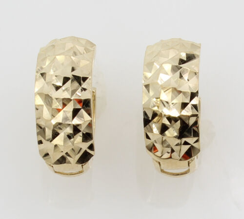 14K Yellow Gold 5mm Width Multifaceted Diamond Cut Small Hoop Huggies Earrings 