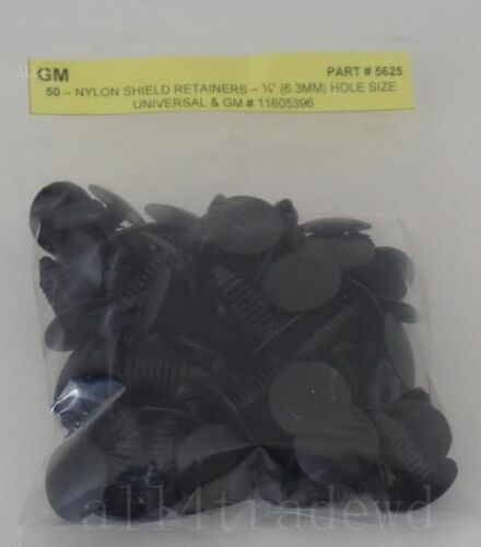 50 Nylon Shield Retainers 1/4&#034; = 6.3 MM Replaces Universal Fits: GM 1605396