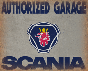 SCANIA AUTHORIZED GARAGE METAL TIN SIGN POSTER WALL PLAQUE
