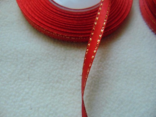 Satin Ribbon with Gold Edges 6mm Wide 10m
