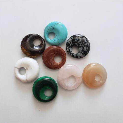 Wholesale 30pcs//lot Assorted natural Stone gogo donut charm Pendants beads 18mm