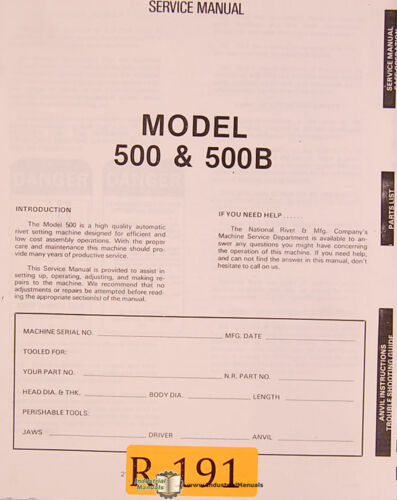 Rivet 500 and 500B, Rivet Setting Machine, Service Manual