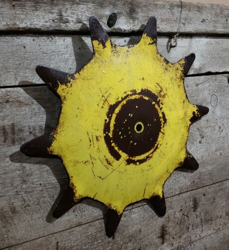 John Deere Steel Spike Wheel Cultivator  Industrial Steampunk Garden  SUN Art!