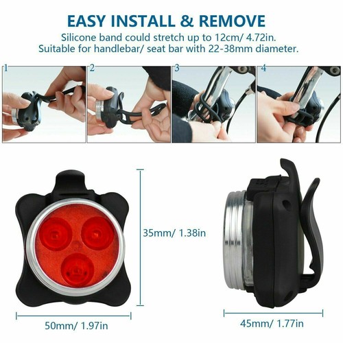 étanche IPX4 Bike Light Set Super Bright Rechargeable USB Vélo Lumières