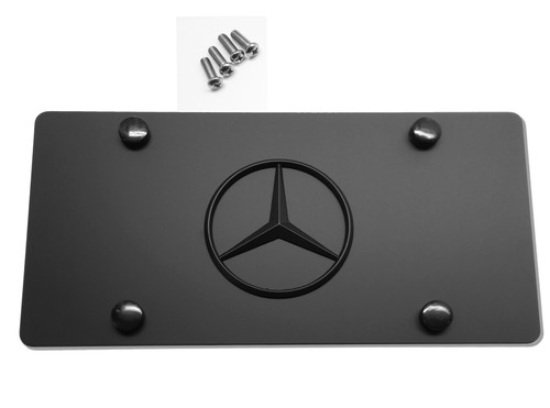 1 NEW MATTE BLACK Mercedes Benz 3D Logo Stainless Steel VANITY LICENSE PLATE