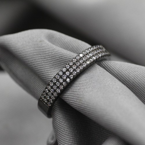 Size7 Rare White Crystal 18K Black Gold Filled Man/'s Fashion Solitaire R16 8,9
