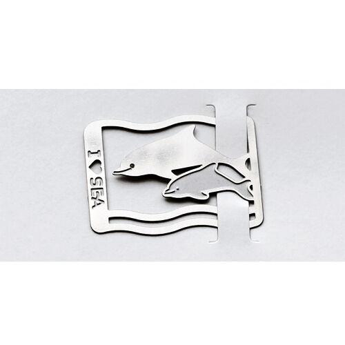 mini metal Bookmark I Love Sea silver colored clip type Dolphin Penguin Fur Seal
