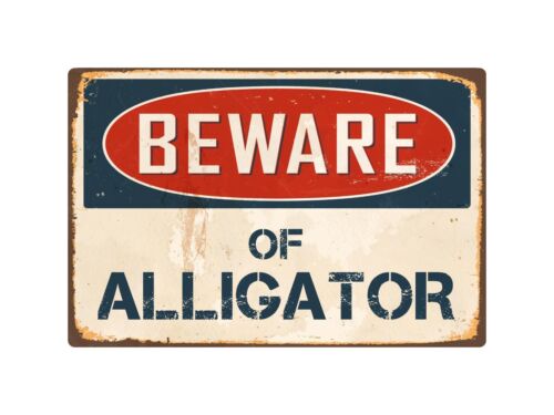 Beware Of Alligator 8" x 12" Vintage Aluminum Retro Metal Sign VS010 