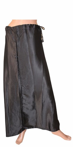 Black Satin Indian saree Sari Petticoat Underskirt belly dancing Free size
