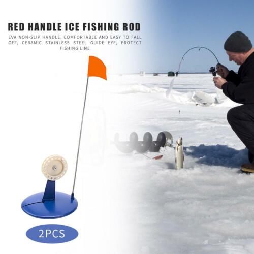 2x Ice Fishing Rod  Tip-Up Flags Winter Outdoor River Fishing Tackle Equipment