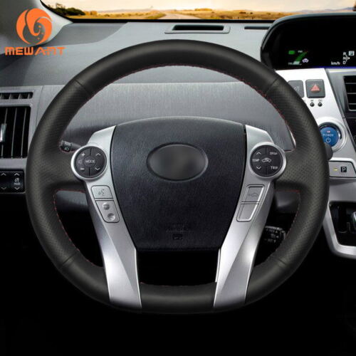Top Design Black Leather Steering Wheel Cover for Toyota Prius 30 XW30 C V Aqua 