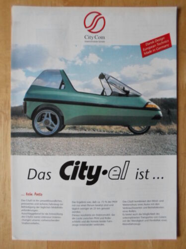 City-El électrique Microcar Trike 1997 German Marketing Notice Brochure-ville com