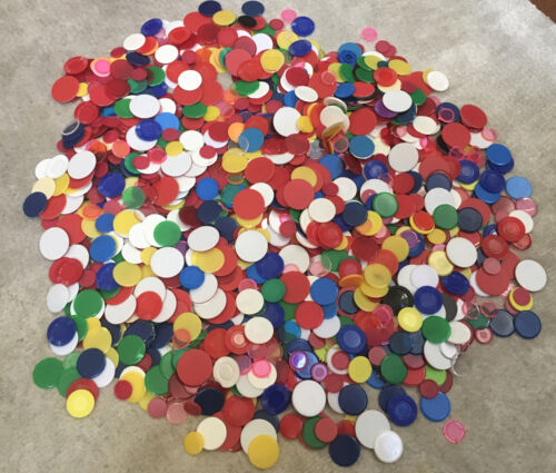 200 Assorted Vintage Game Pieces Discs Tokens Red Blue Green Yellow Black White