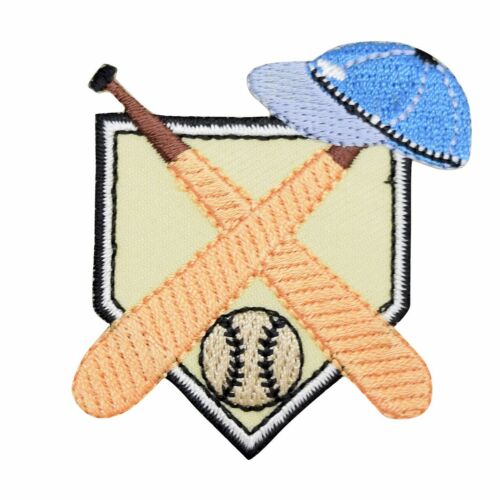 Baseball Home Plate Crossed Bats Ball Iron on Applique//Embroidered Patch