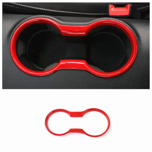 Red ABS For Ford Mustang 2015-2018 Car Water Cup Holder Trim Frame Cover Decor