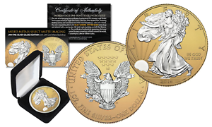 2016 U.S SILVER EAGLE 1oz Coin MIXED-METALS SILVER with 24K GOLD MATTE Backdrop