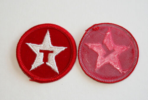 2 Small Texaco Star Oil /& Gas Gasoline Red Cloth Car Jacket Patch New NOS 1980s