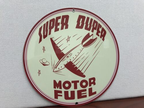 Super Duper aviation motor fuel advertising round sign garage man cave oil gas 