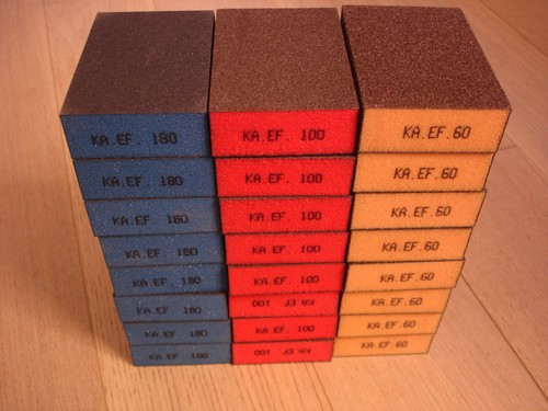 24 x Schleifschwämme PROFI Tischler Korn 60 100 180 farbig codiert Schleifpads !