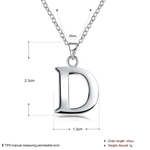 Fashion Jewelry Gifts 925 Silver Lovely A-Z Letter Pendant Women Necklace N966