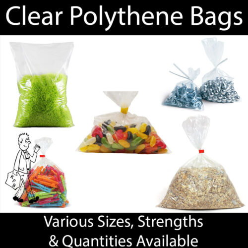Clear Polythene Plastic Bags *ALL SIZES* Strong 100 200 500 1000 FOOD USE CRAFT 