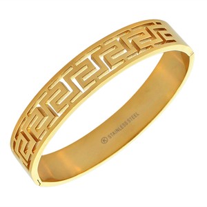 greek gold bracelet bangle key cuff oval stainless womens yellow steel