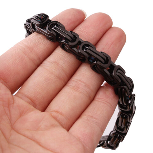 4//6//8mm Mens Womens Silver Gold Black Stainless Steel Byzantine Chain Bracelet