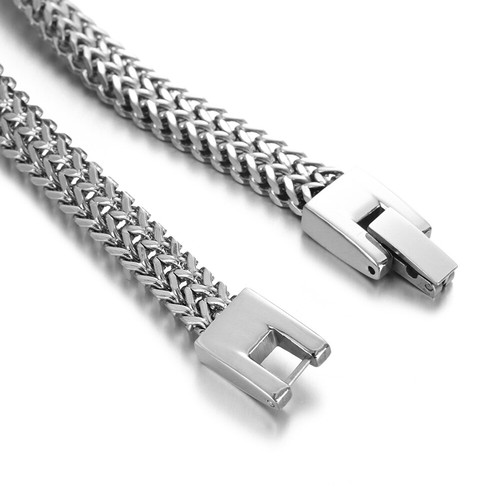 For Men Stainless Steel Cuban Bracelet Double Curb Chain Hip Hop Link Chain