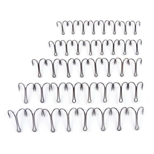 50pcs Dual High Carbons Steel Black Fishing Hooks Double anchors hook Saltwaters