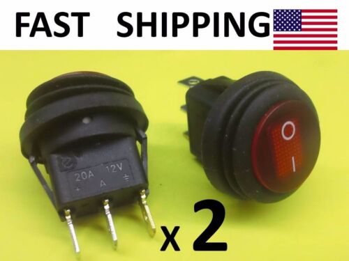 20A LED red light dash switch Premium Marine // Boat high amp switches x2