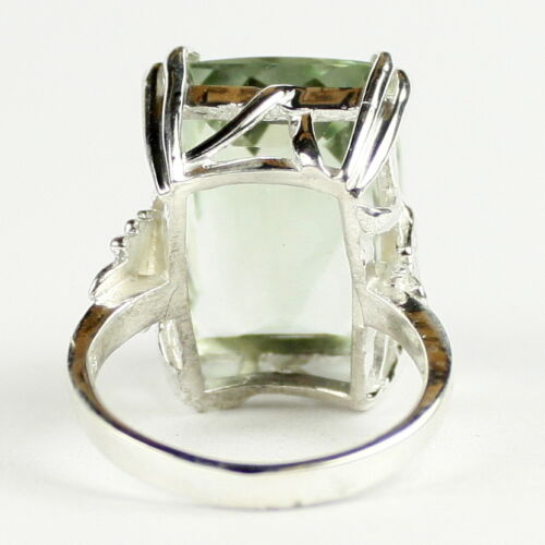 SR039-Handmade Green Amethyst Prasiolite 925 Sterling Silver Ladies Ring