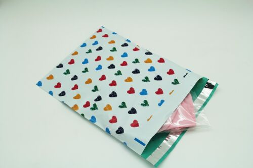 200 Bags 100 10x13 Colorful Hearts 100 9x12 Pink Designer Poly Mailers Envelope