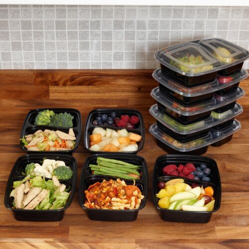 Meal Prep Food Containers BPA Free Plastic Lunch Box Lids Reusable Microwavable 