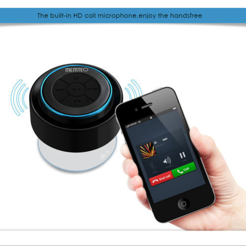 Mini-Speaker Wireless Bluetooth V3.0 Handsfree Waterproof Mic Suction Shower Car