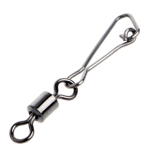50Pcs Stainless Steel Fishing Bearings Hooked Snap Pins Rolling Swivel Connector