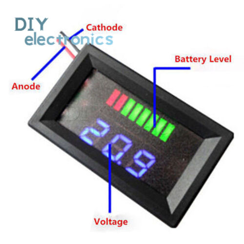 Charge Level Red//Blue Indicator Voltmeter 6V//12V//24V//36V//48V Lead-acid Battery