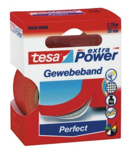 Tesaband ® 56343-00038 Tesa tejidos banda 2,75mx38mm rojo premium Power-cinta adhesiva nuevo 