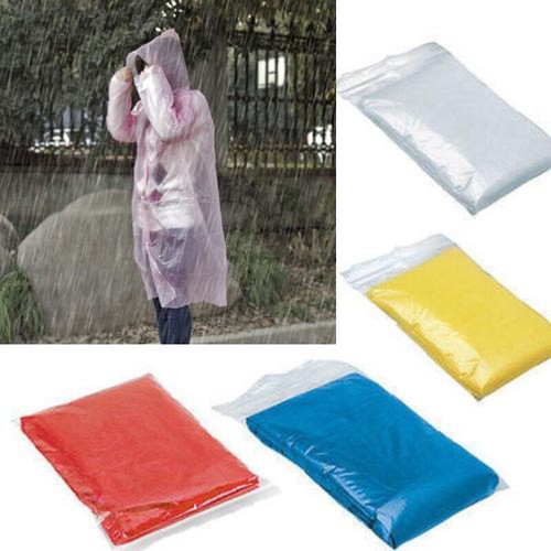 100Pcs Disposable Poncho Plastic Rain Coat Festival Camp Waterproof Emergency AV
