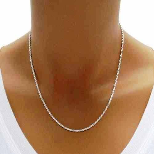 030 Gauge 925 Sterling Silver Diamond Cut Rope Chain Made in Italy 1.4 mm 