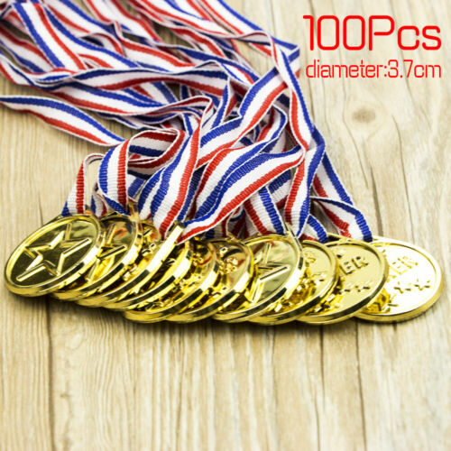 50/100PCS Children Gold Plastic Winners Medals Sports Day Party Bag Awards Toys 