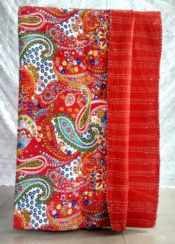 Details about   Cotton Twin Kantha-Print Quilt-Kantha Blanket "Floral-Printed" Bed-Cover Blanket 